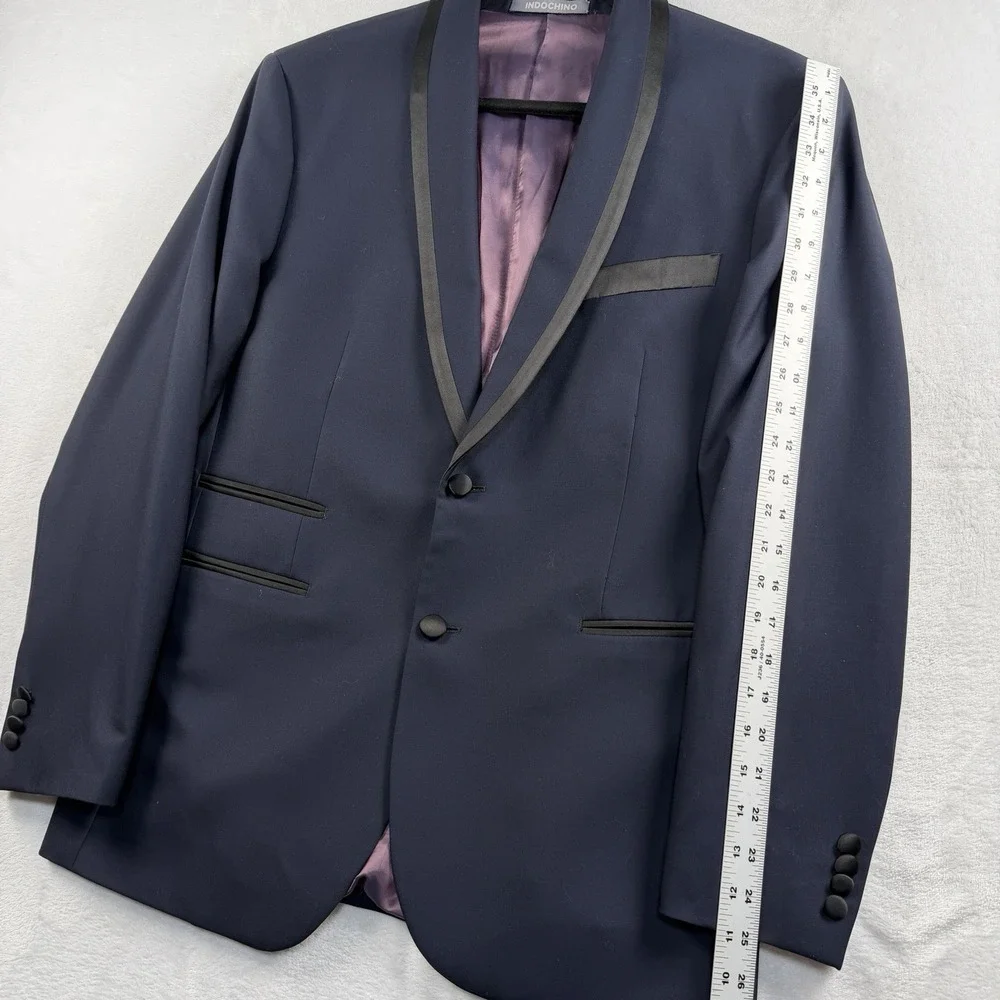 Indochino Tuxedo Blazer Mens 40R Navy Black Shawl Lapel Satin Trim Coat Opera